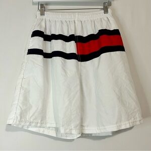 Beach Factory Men’s Swim Shorts Trunks White Blue Red Size Medium EUC Summer